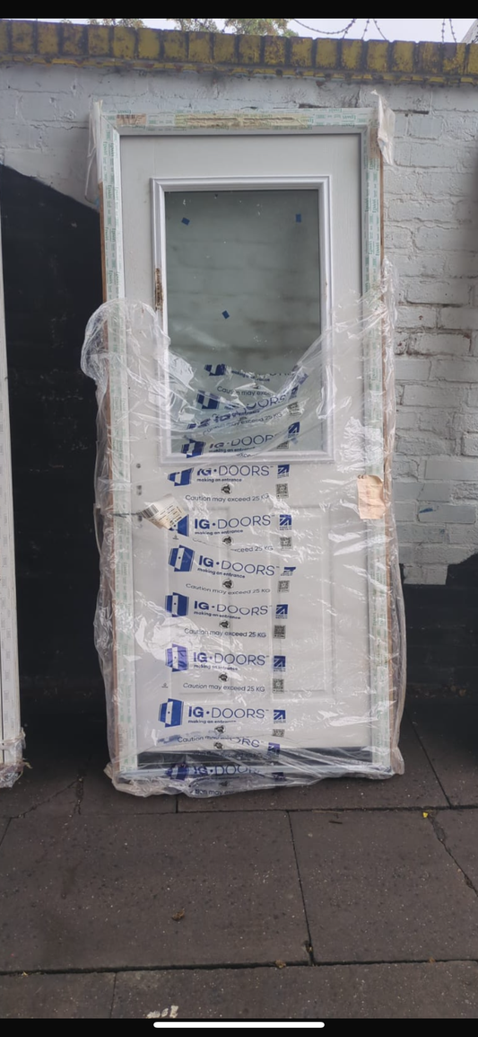 White Composite Back Door Half Panel GRP Glazed x10