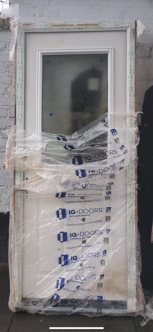 White Composite Back Door Half Panel GRP Glazed x10