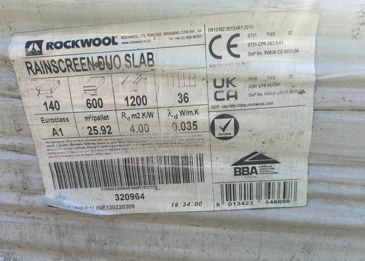 Rockwool Slabs 140mm 1200 x 600 x2